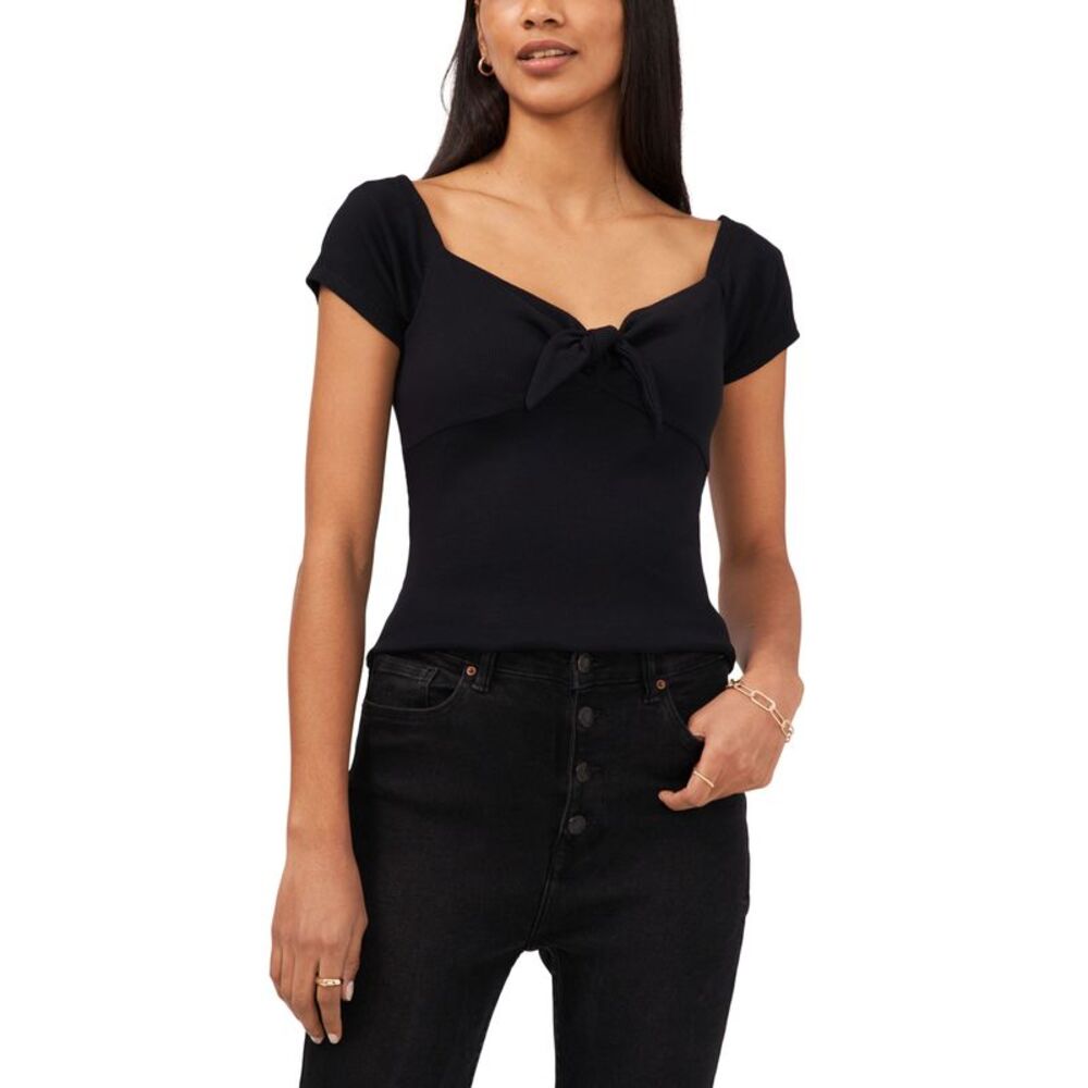 1.State Womens Cap Sleeve Knot Front Top
